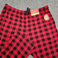 Perry Ellis Pajama Pants Mens Buffalo Plaid Sleepwear Red Black XL NEW