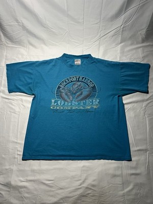 Distressed Vintage 90s Single Stitch Rockport Harbor Maine Lobster Co T Shirt XL