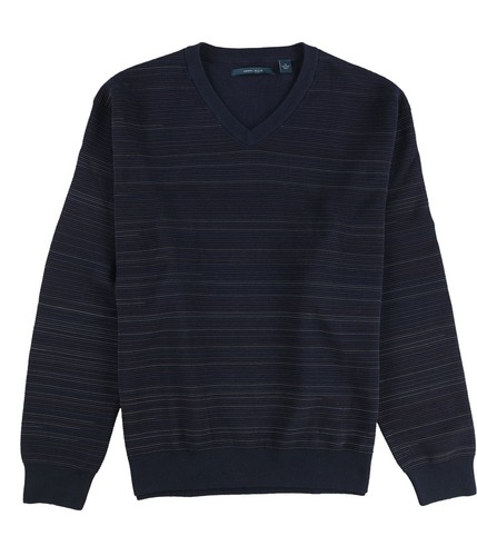 Perry Ellis Mens Striped V Neck Pullover Sweater, Blue, Big & Tall, XXXX-Large