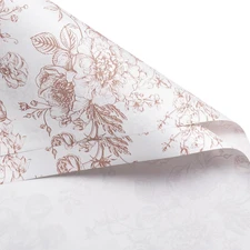 20 Sheets Flower Wrapping Paper - 22.4 x 22.4 inch Coffee Vintage Floral Printed