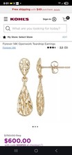 14K Yellow Gold Filigree Dangle Earrings Posts by FOREVER 14K  700 RETAIL