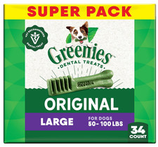 GREENIES Original Large Dog Natural Dental Treats - 54 Oz 34 Count. Free Ship