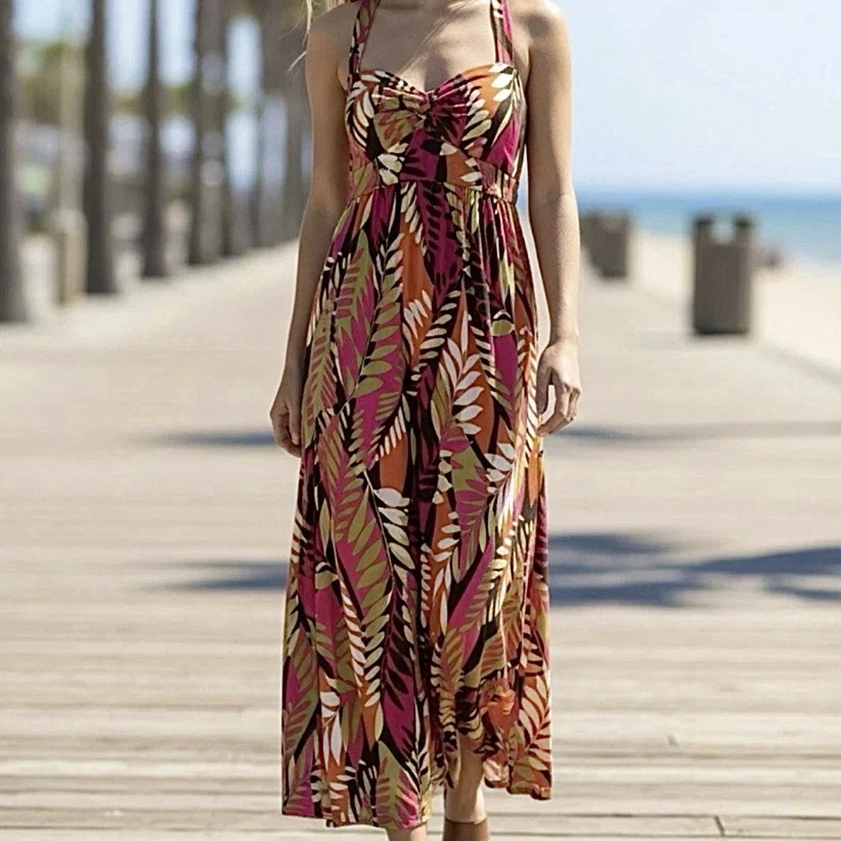 Robe Madison Leigh Sans Manches Imprimé Floral Ourlet Volanté – Taille 10 – Neuve étiquette