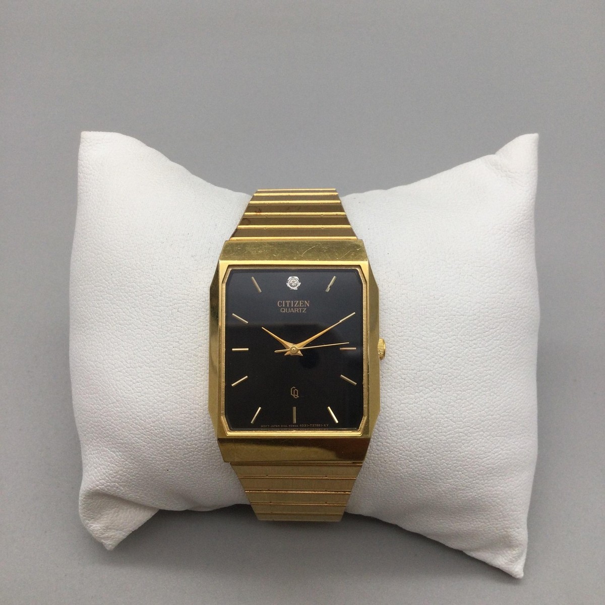 Vintage Citizen CQ Watch Men 26mm Gold Tone Black Dial 4031-912217