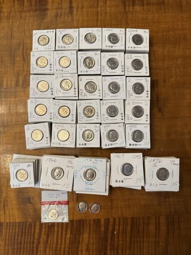 Lot Of 303 Rosevelt Dimes Mixed Years From 1966 Through 2000’s All BU Condition