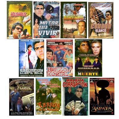 11 Different Spanish DVD's featuring JORGE REYNOSO * New and Sealed Peliculas