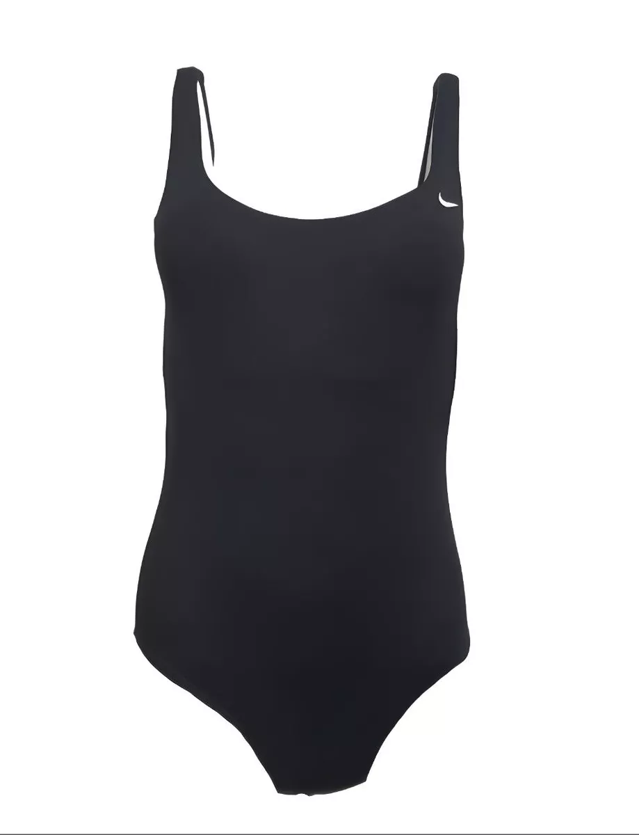 NIKE Women's Black Built In Bra Square Back One Piece Swimsuit