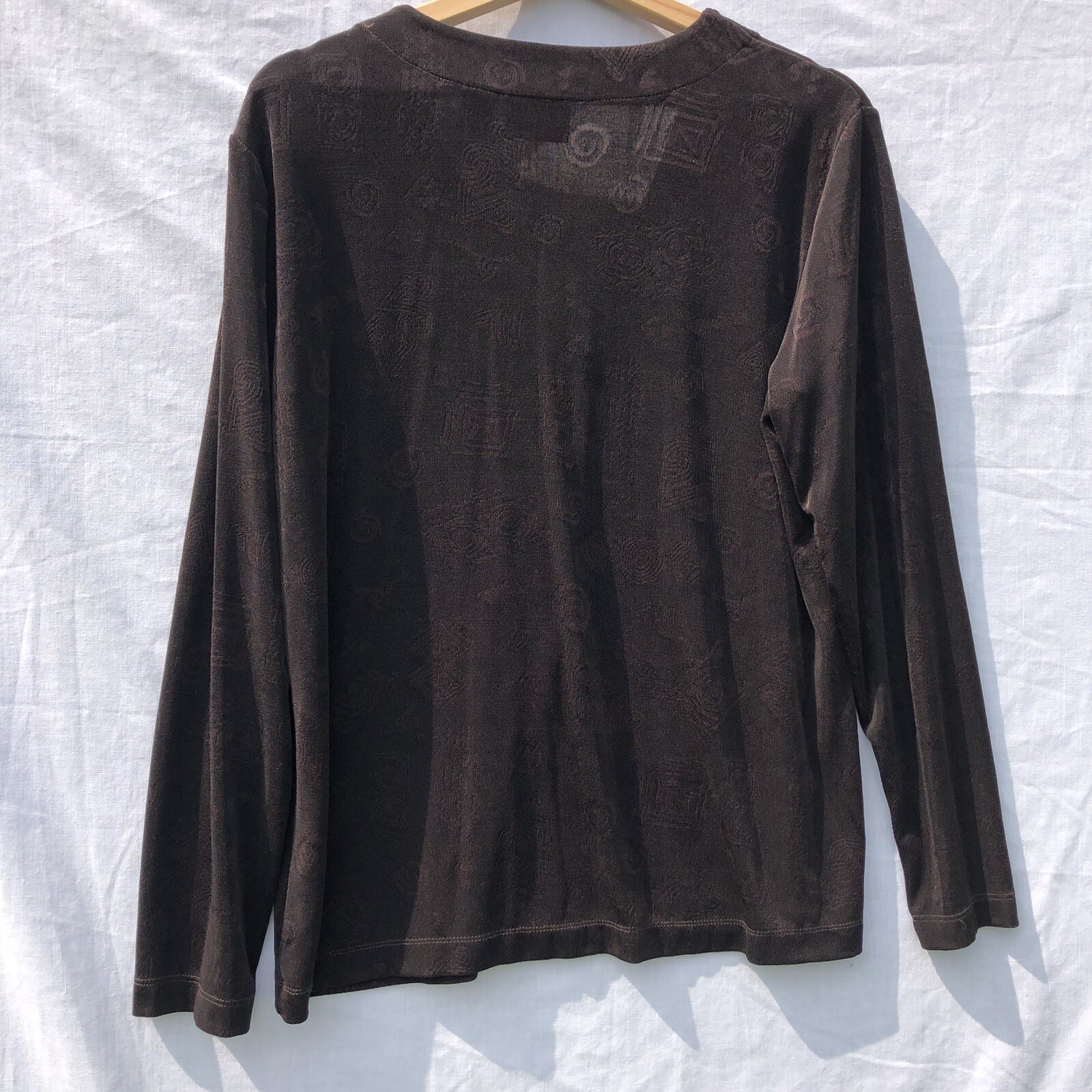 Black Patterned Knit One Button Shirt Chico's Tra… - image 5