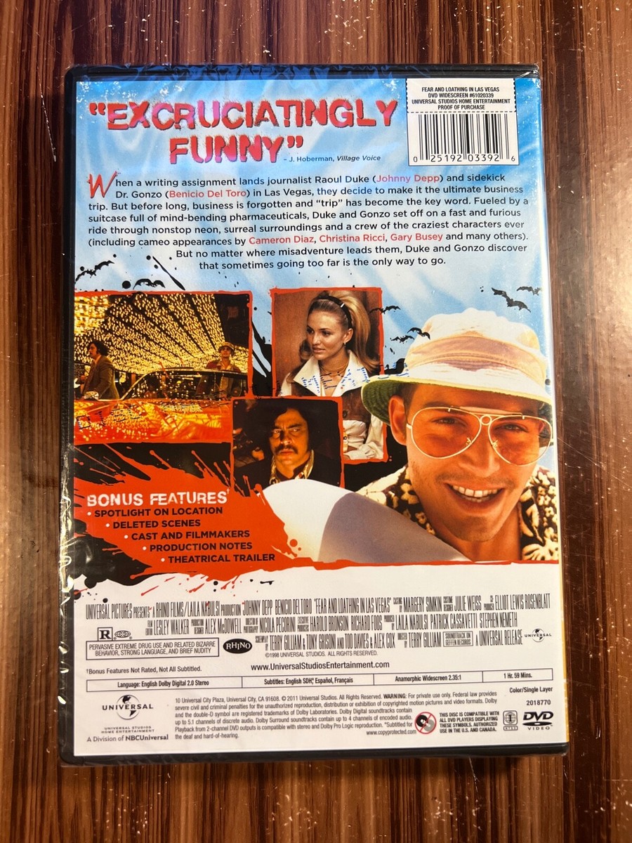 Fear and Loathing in Las Vegas DVD Johnny Depp Benicia Del