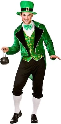 Herren Kobold Kostüm Erwachsene Irisch St Patricks Day Deluxe Kostüm - Bild 1 von 4