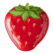 Strawberry Ceramic Appetizer Plate, New