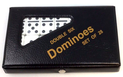 GGS White Double 6 Domino Tiles in Snap Vinyl Case ~BRAND NEW~ :E