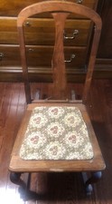 VINTAGE WOODEN CHILDREN'S ROCKING CHAIR WITH UPHOLSTERED SEAT/LOCAL PICKUP