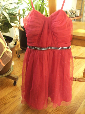 Love Reign Spaghetti straps Sweatheart RED Bling Mini Dress Size 7