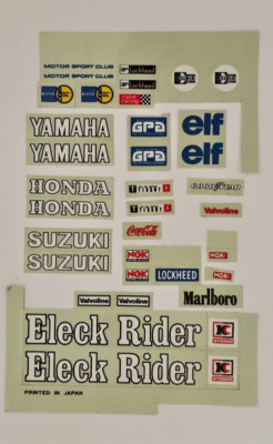 Kyosho Graupner Eleck Rider Motorrad unvollständig Decals Bogen Sticker Vintage