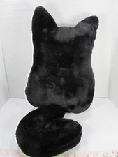 Black Cat Shadow Accent Cat Lover Pillow Stuffed Plush 23" Unbranded Curly Tail