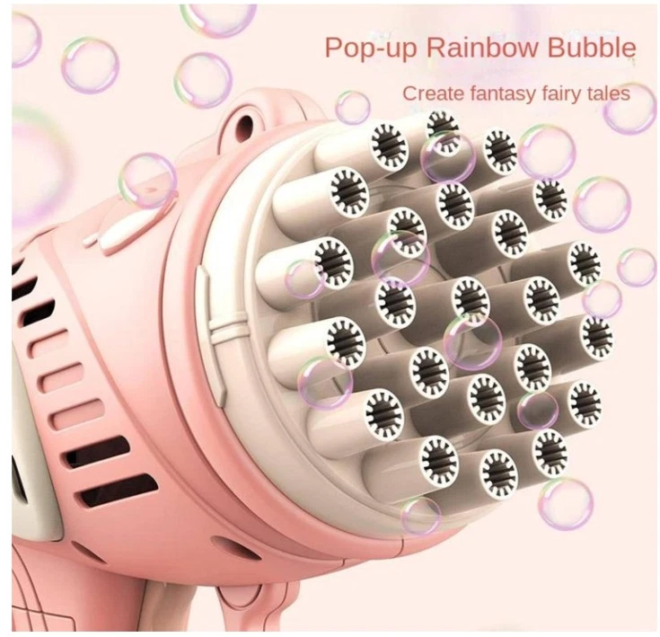 Máquina Pistolas de Burbujas, 23 Agujeros Burbujas Blaster con 2 Solución de Recarga Rosa Foto 4 de 4