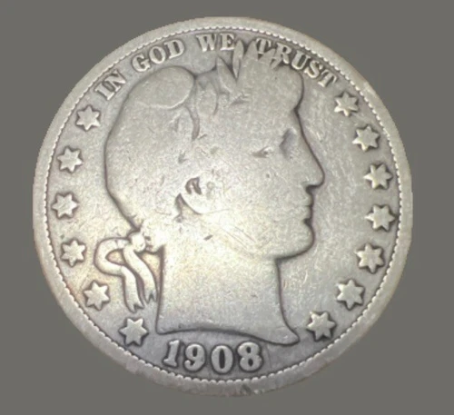 1908-D Barber Half Dollar Very Good Details Actual Coin Get It For Total $28.00