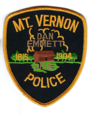 Mt Vernon (Knox County) Ohio OH Dan Emmett Dixie Composer Police patch  NEW!