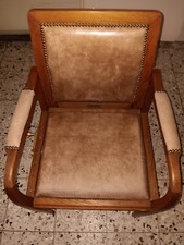 Antiker Friseurstuhl mit D.R.G.M.-Prägung – Vintage Rarität aus Holz & Messing 