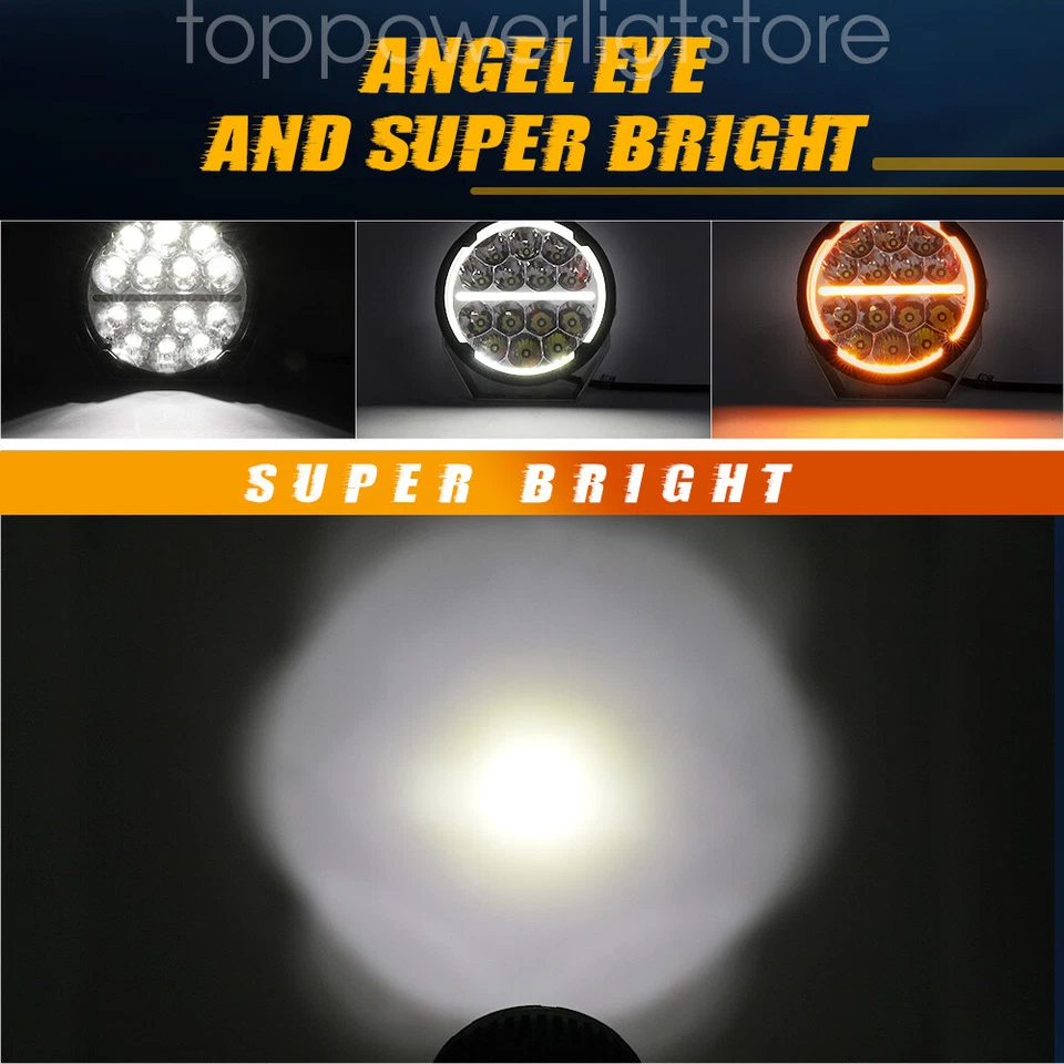 7"/9" Round LED Offroad Driving Lights DRL Auxiliary Spot Flood for Trucks 4x4 - Image 4 of 4