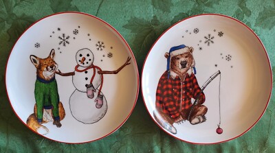 West Elm Rachel Kozlowski Pair of Dapper Animal Plates Fox