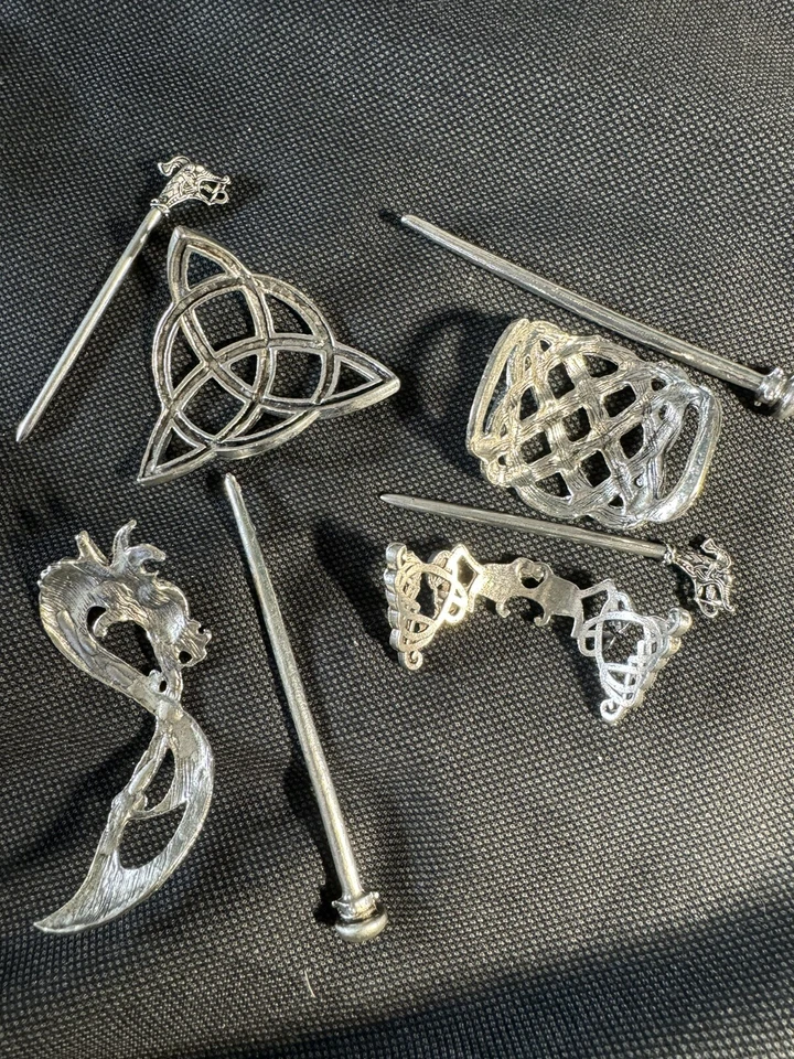 4 Silver Celtic Hair Slide Hairpins Hair Accessories Hair Clips L O O K - Image 2 of 4