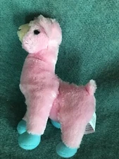 Small Scholastic Plush Pink & Blue LLAMA Alpaca Stuffed Animal – 7 Inches high x