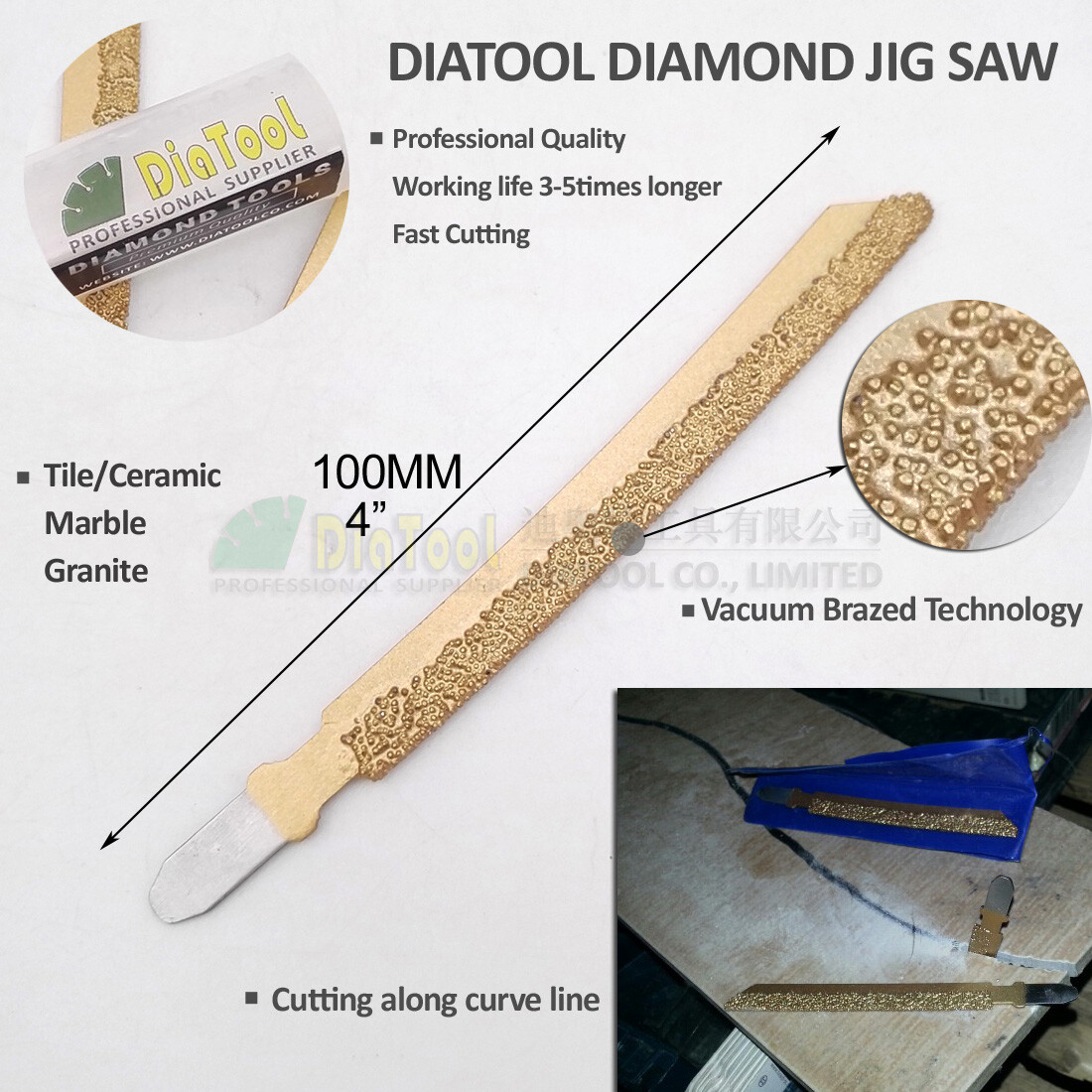 SHDIATOOL 10pcs Diamond Jig Saw Blade 46 for Marble Stone Granite Tile