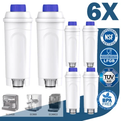 MARKENLOS 6er-Pack Wasserfilter für DeLonghi kompatibel mit DLSC002 ECAM, ESAM, ETAM Serie