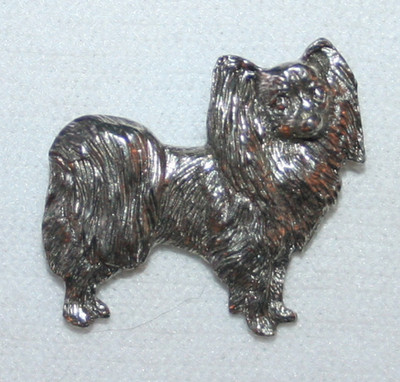 Papillon Dog Fine PEWTER PIN Jewelry Art USA Made