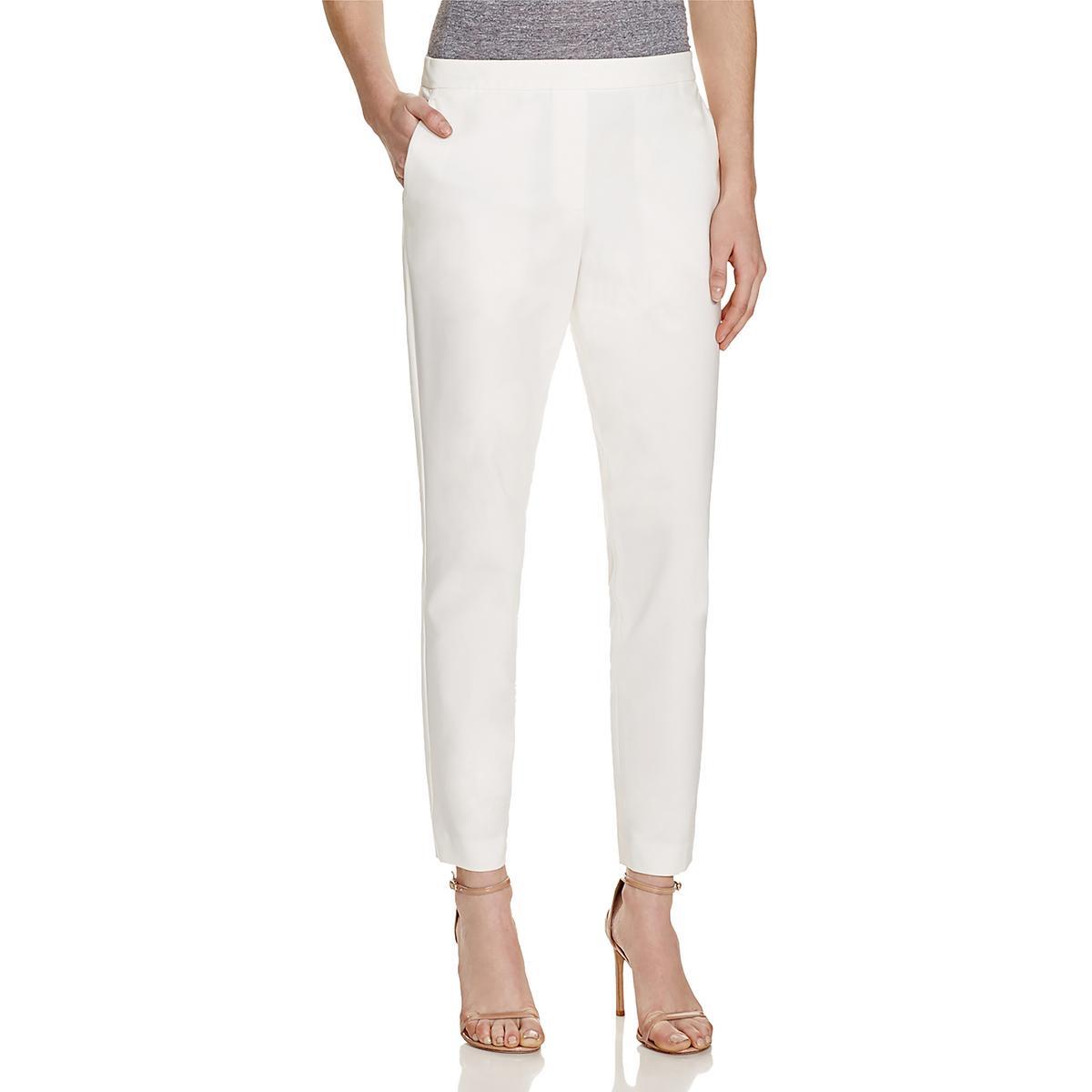 Женские белые брюки со средней посадкой по щиколотку Theory 00 BHFO 1432