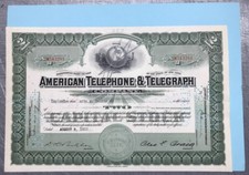 US Kleinformat  American Telephone & Telegraph * 2 Shares 1950er VF * KF024