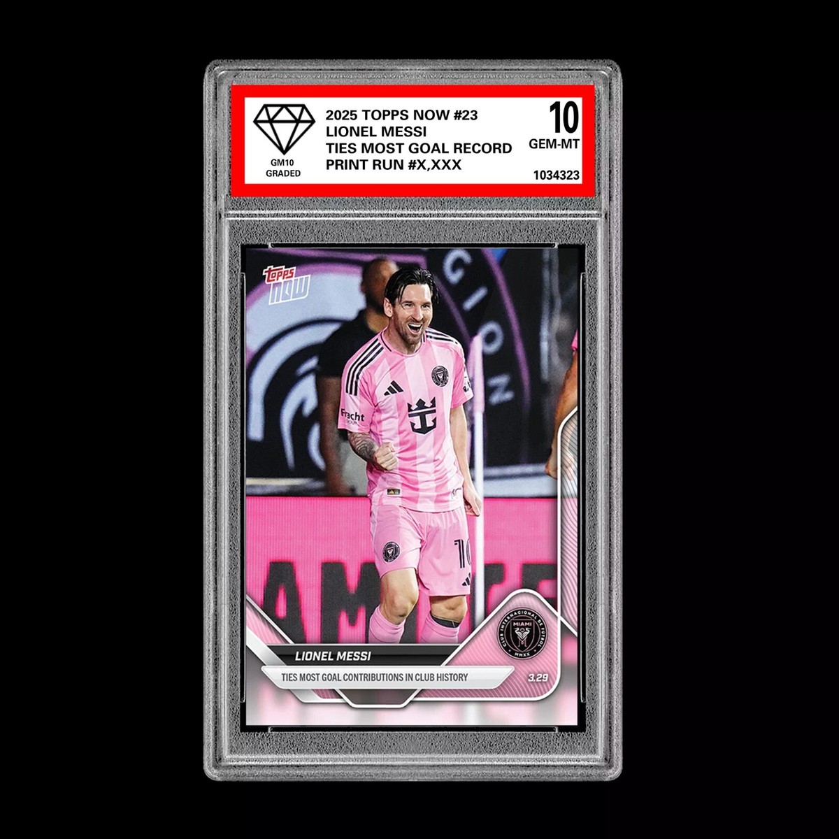 Graded 10 Lionel Messi #23 2025 Topps Now MLS Ties Goal Record | eBay
