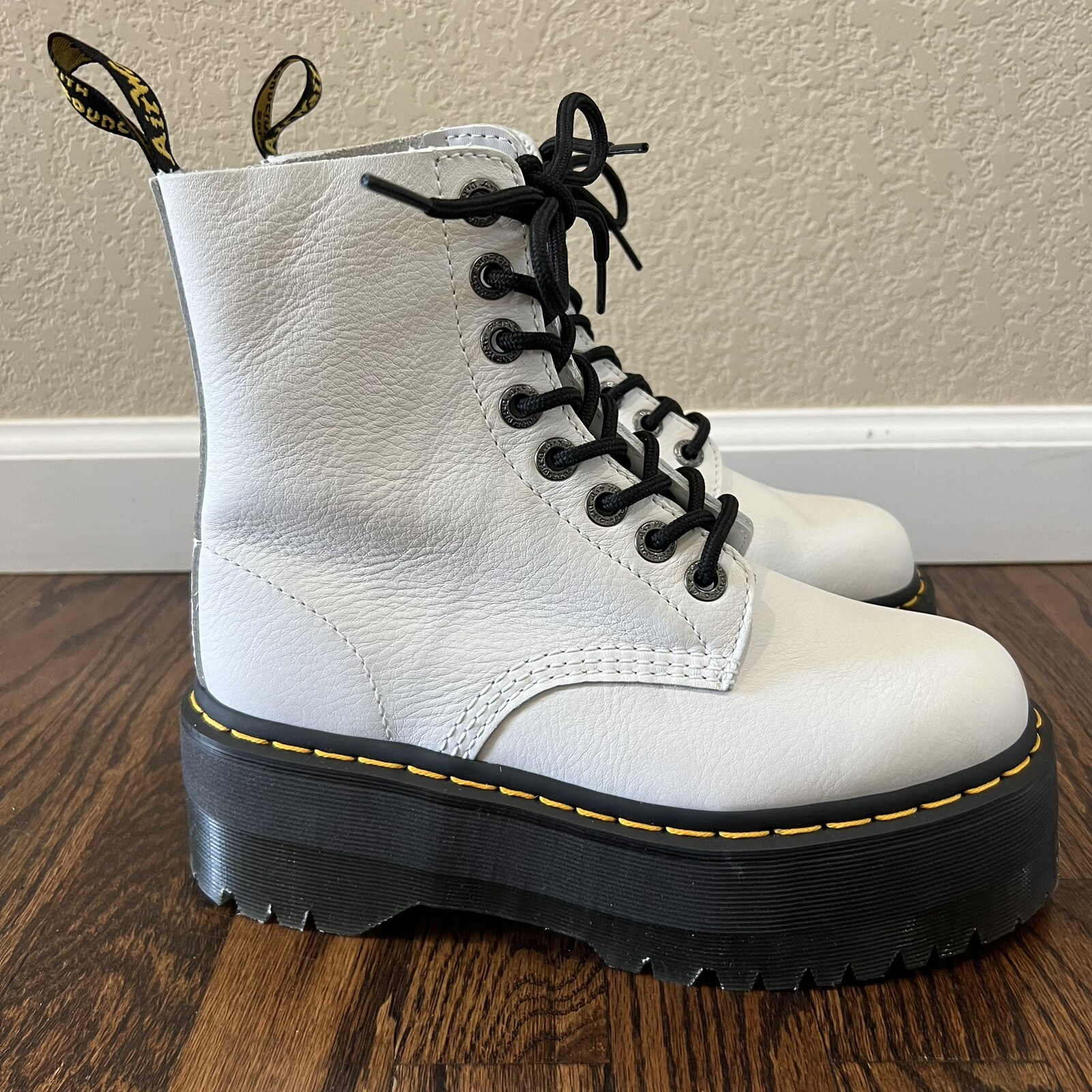 DR. MARTENS 1460 Pascal Max Optical White Platform Boots Women’s Size 7 Sold Out image 2