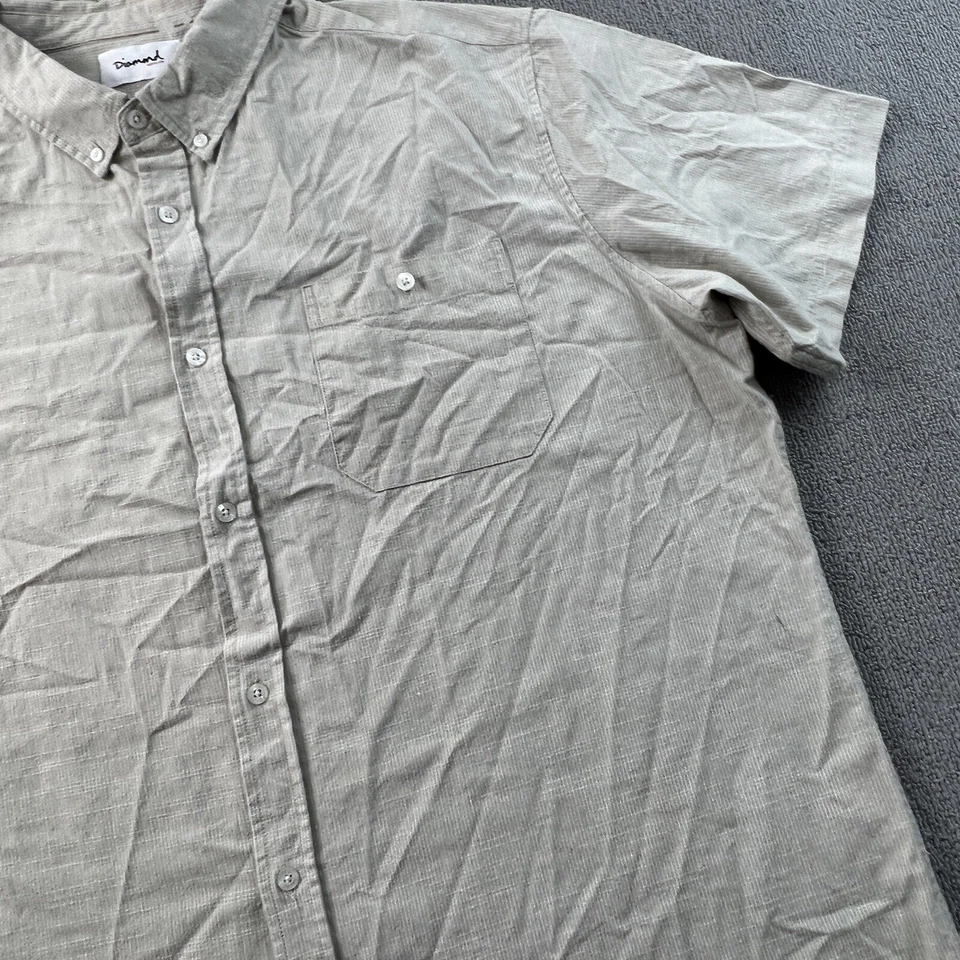 Camisa Diamond Supply Co Adulto 2XL XXL Beige Abotonada Manga Corta Informal Para Hombre Foto 4 de 4