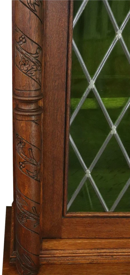 LIBRERÍA MECHELEN RENACENTISTA ROBLE VINTAGE 1930 VIDRIERAS ESCUDOS 4-DO Foto 4 de 4