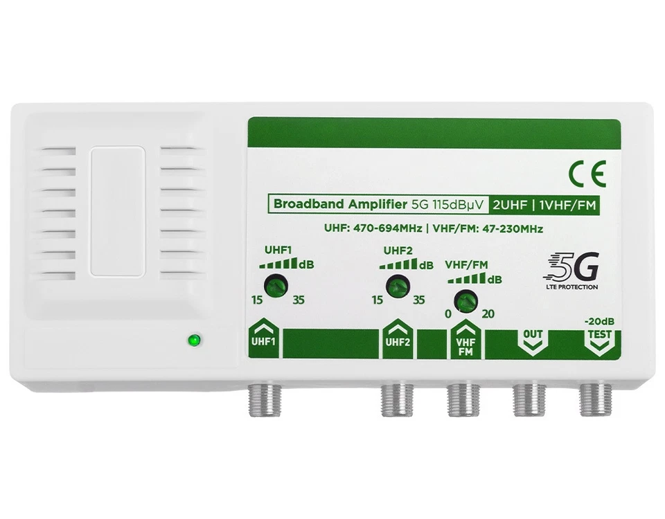 Centralino Antenna Tv Amplificatore Segnale Da Interno VHF UHF Con Filtro LTE 5G - Immagine 2 di 4
