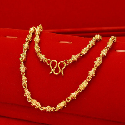 6mm Brave Troops  Men's 24K Thai Baht Yellow Gold Plated Necklace 24''