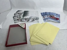 14 Christmas Cards with Envelopes Sleigh Ride & Snowman Rite Aid Open Box