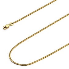 Wellingsale 14k Yellow OR White Gold Solid 0.8mm Square Wheat Chain Necklace