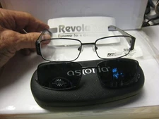 NEW Revolution Eyeglass  Frame WITH sun shade REV715 in  BKSI 52-17-140 w/case