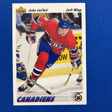John LeClair 1991-92 Upper Deck Rookie Card #345 NHL Montreal Canadiens. rookie card picture