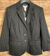 NEW NWT Worthington Stretch Navy PinStripe Jacket Blazer Career Women  s Size 10