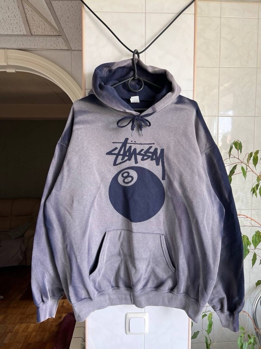 Custom Stussy Sun Faded 8 Ball Logo Graphite Color Hoodie