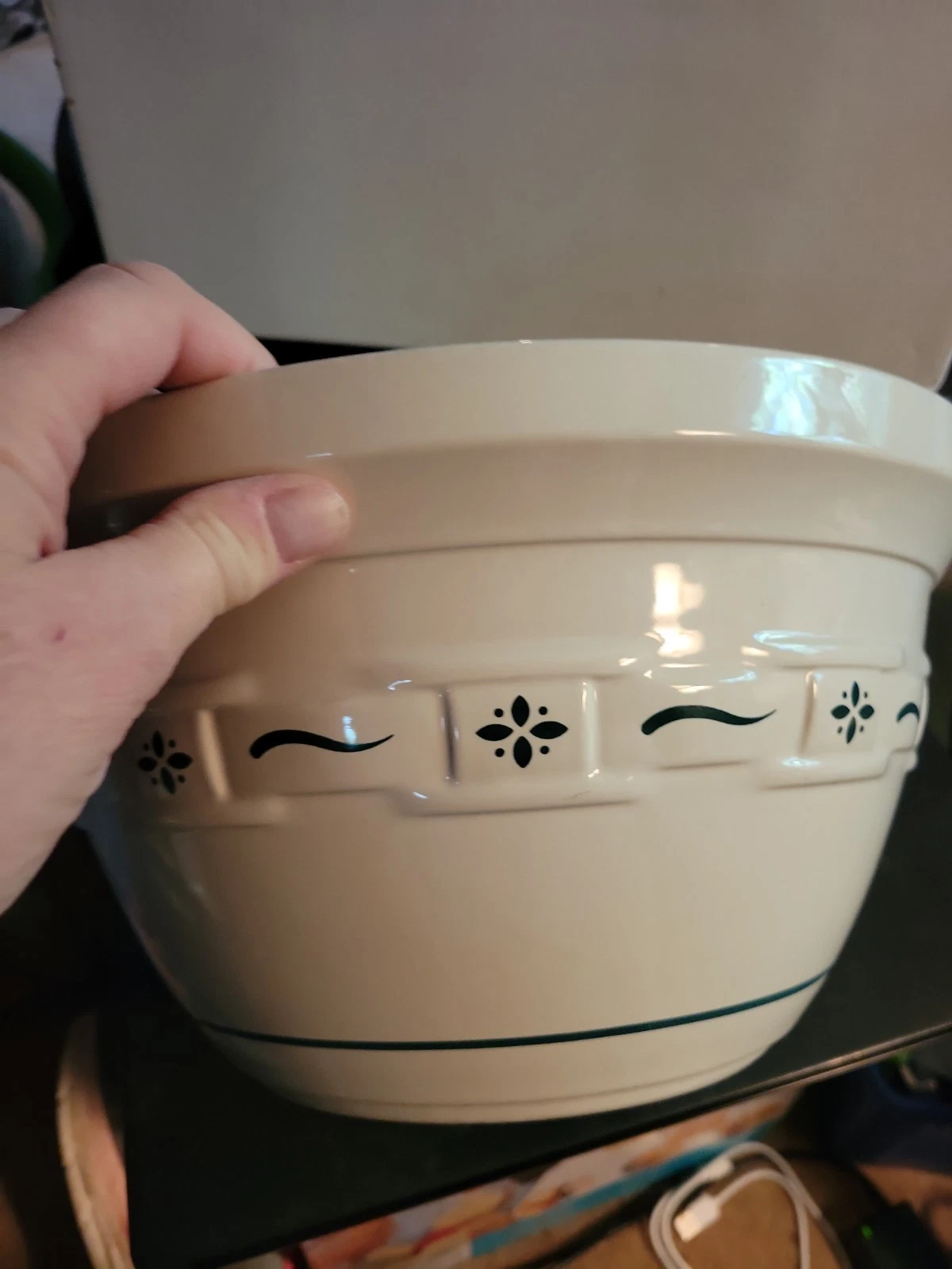 Longaberger 11" Mixing Bowl NEW Green Woven Traditions