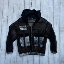 Sonesta Jacket Womens Small Black Mesh Hooded Zip 1960 Lonsdale Graphic