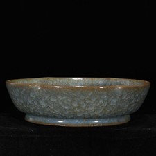 5.5" China Old Heritage Porcelain Song Ru Kiln Blue Glaze Ice Crack Brush Wash