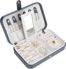 Travel Jewelry Box for Women Travel Jewelry Box Organizer, 2 Tier Portable Small