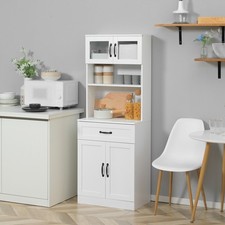 Kitchen Storage Cabinet, Pantry Organizer with 4 Doors, White